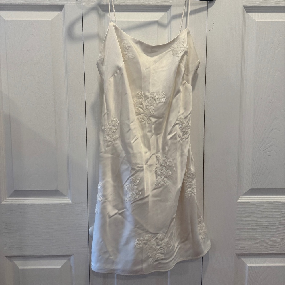 Abercrombie & Fitch White Embellished Slip Mini Dress